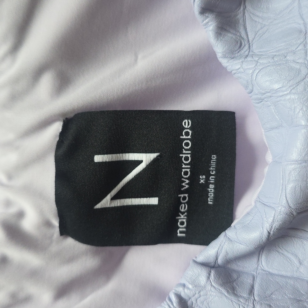 NAKED WARDROBE Faux Leather Croc Embossed Mini Skirt Shapewear Lilac Y2K Lagen - Picture 2 of 7